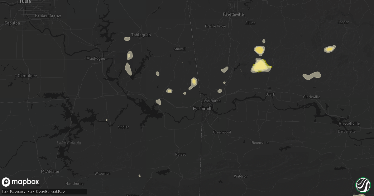Hail map in Muldrow, OK on August 26, 2026