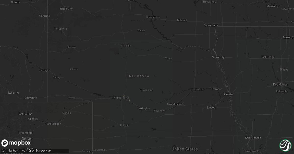 Hail map in Nebraska on August 26, 2026
