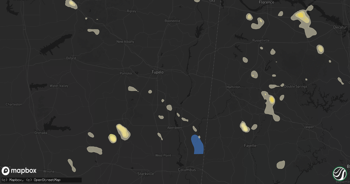 Hail map in Nettleton, MS on August 26, 2026