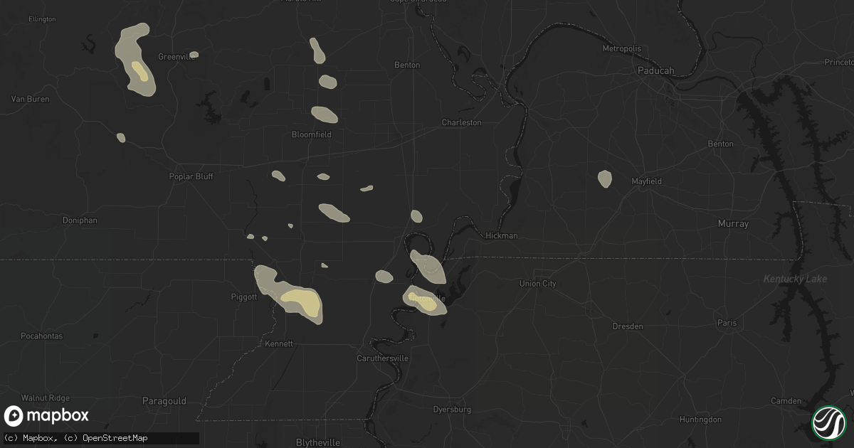 Hail map in New Madrid, MO on August 26, 2026
