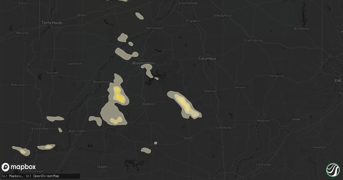 Hail map in Norman, IN on August 26, 2026