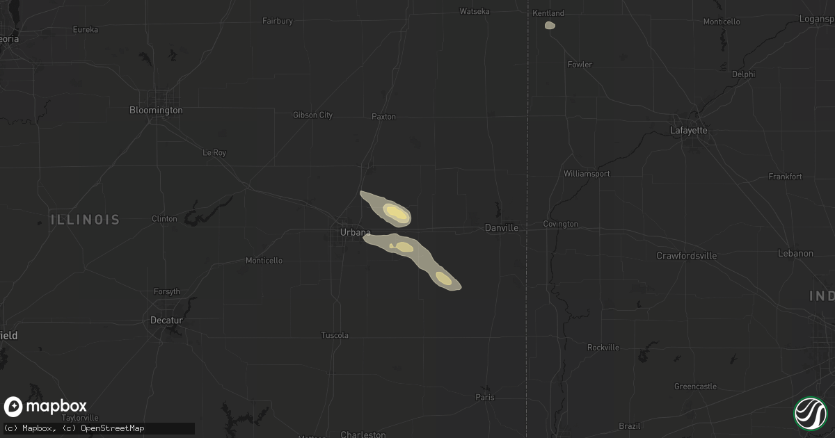 Hail map in Ogden, IL on August 26, 2026