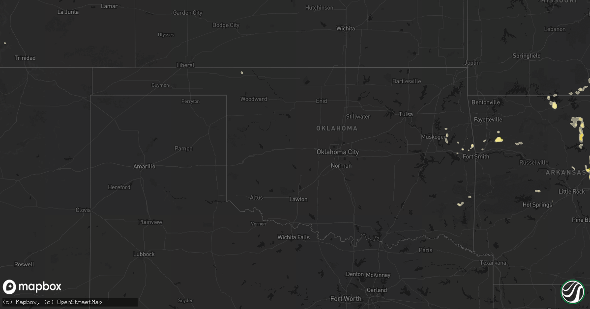 Hail map in Oklahoma on August 26, 2026