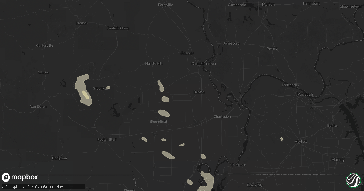 Hail map in Oran, MO on August 26, 2026
