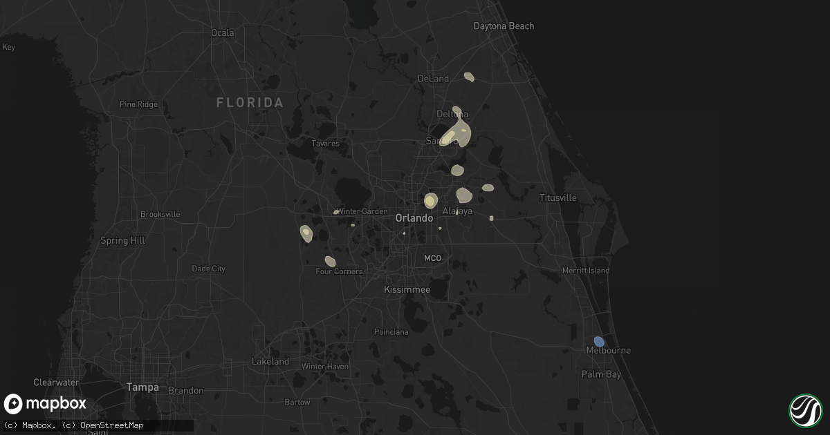 Hail map in Orlando, FL on August 26, 2026