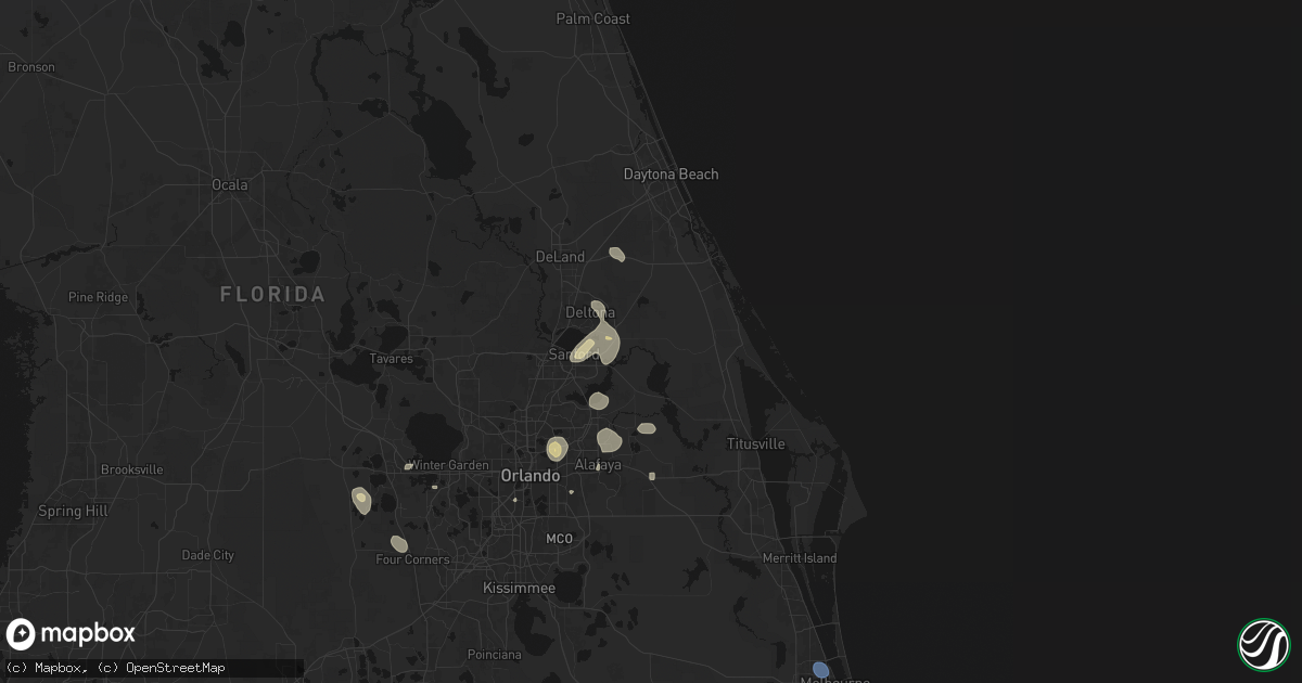Hail map in Osteen, FL on August 26, 2026