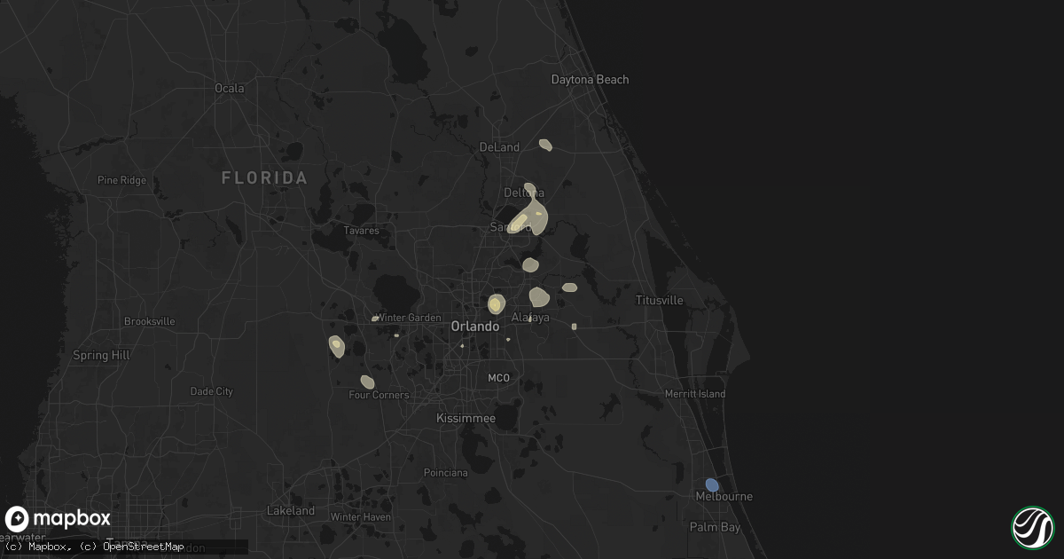 Hail map in Oviedo, FL on August 26, 2026
