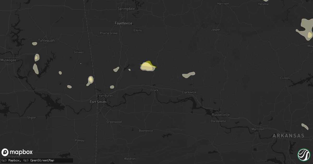 Hail map in Ozark, AR on August 26, 2026