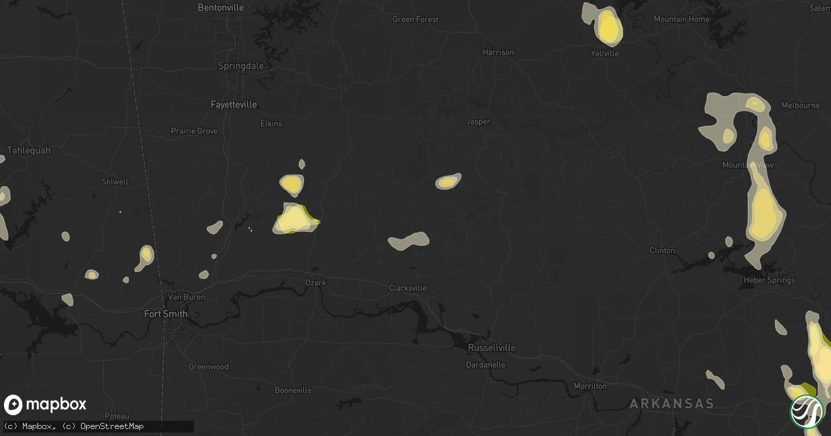 Hail map in Ozone, AR on August 26, 2026