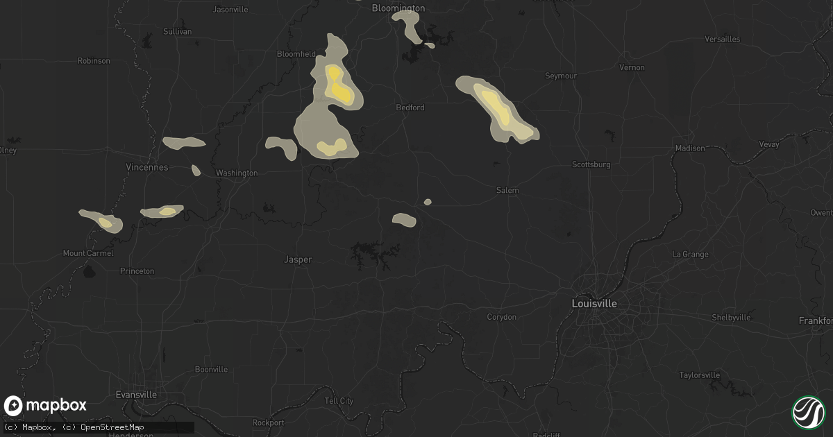 Hail map in Paoli, IN on August 26, 2026
