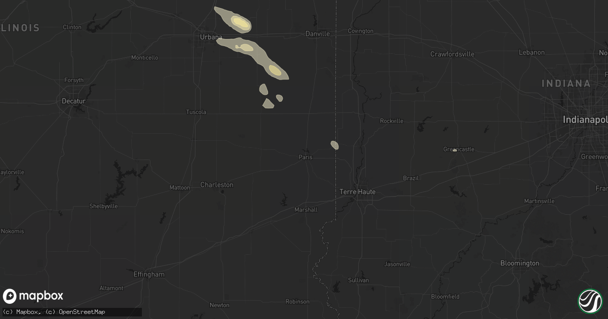 Hail map in Paris, IL on August 26, 2026