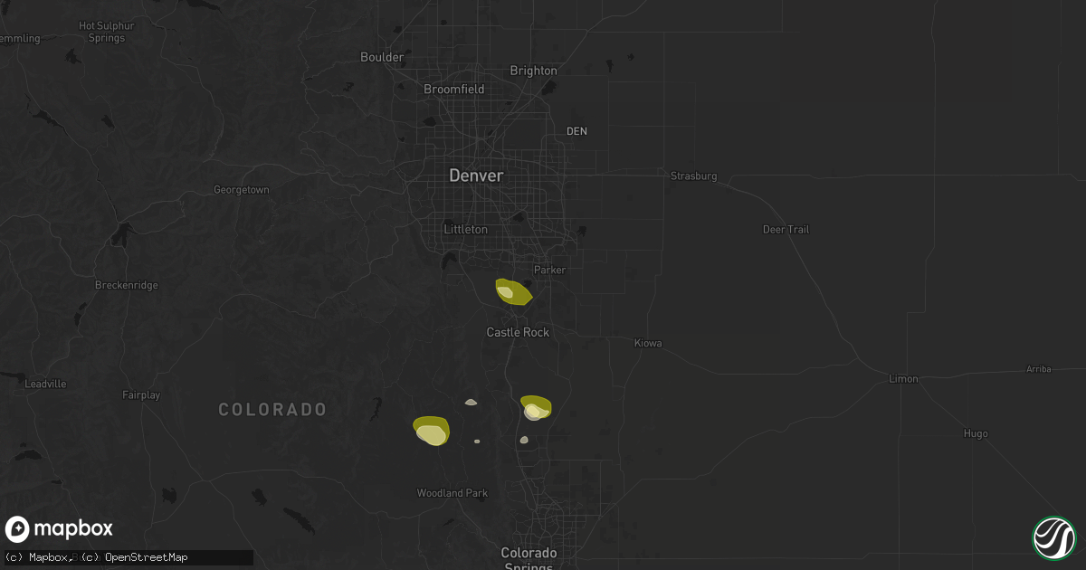 Hail map in Parker, CO on August 26, 2026
