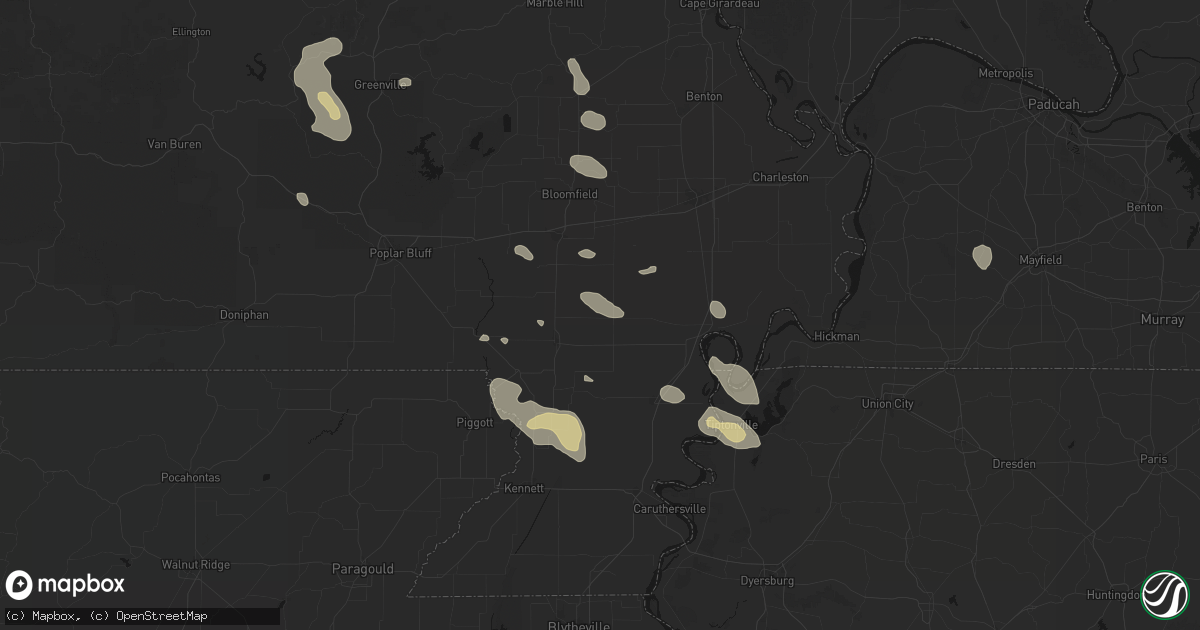 Hail map in Parma, MO on August 26, 2026