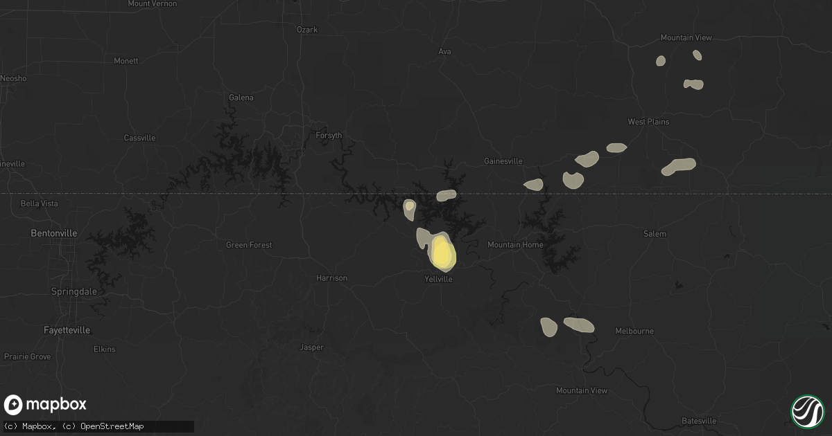 Hail map in Peel, AR on August 26, 2026