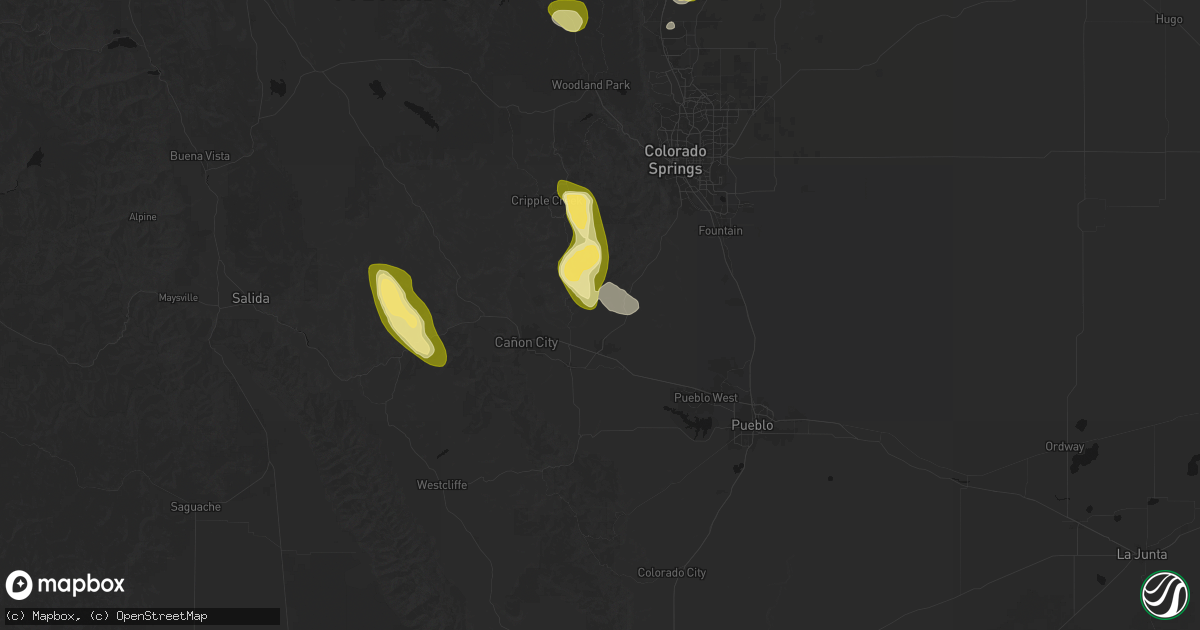 Hail map in Penrose, CO on August 26, 2026