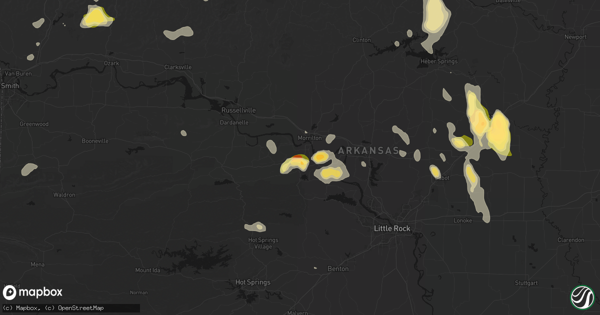 Hail map in Perry, AR on August 26, 2026
