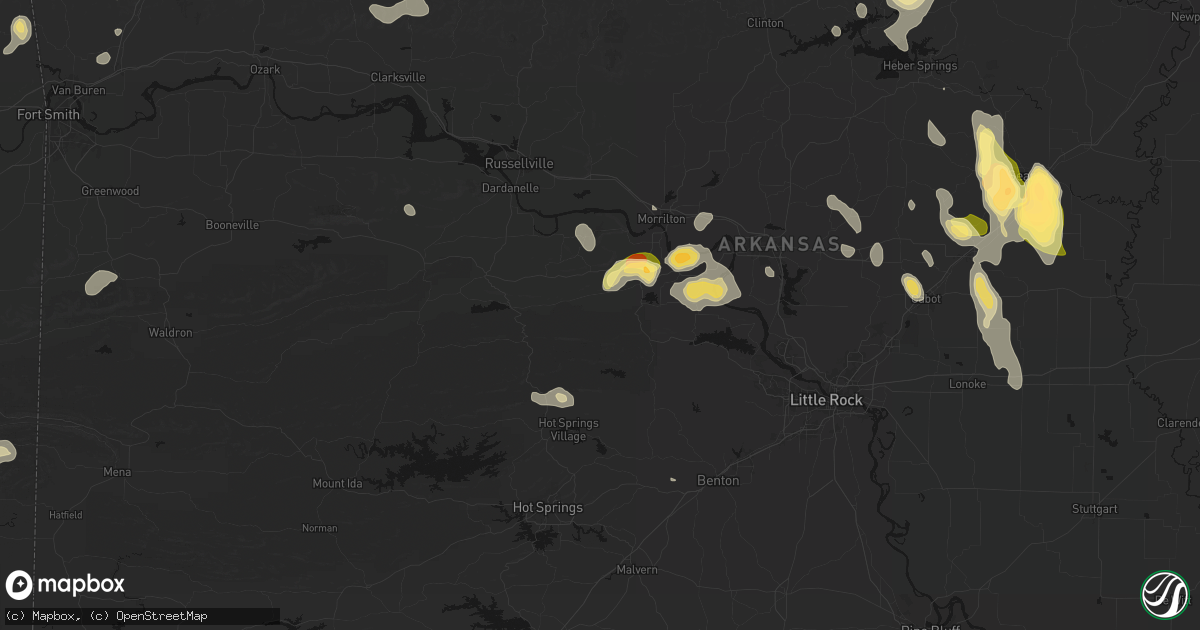 Hail map in Perryville, AR on August 26, 2026
