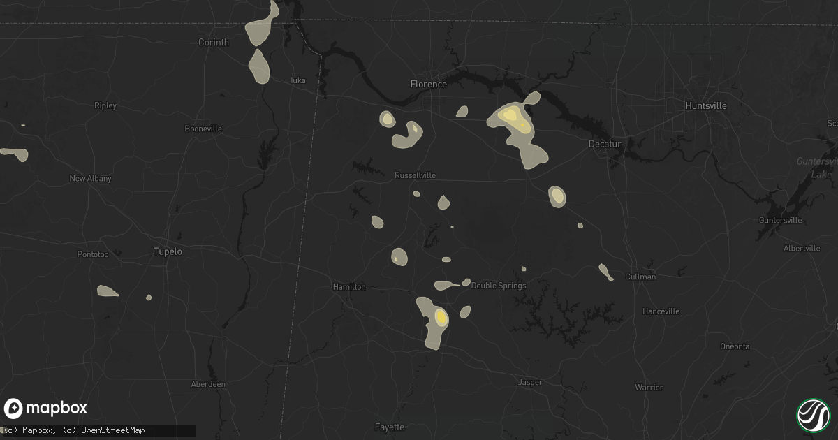 Hail map in Phil Campbell, AL on August 26, 2026