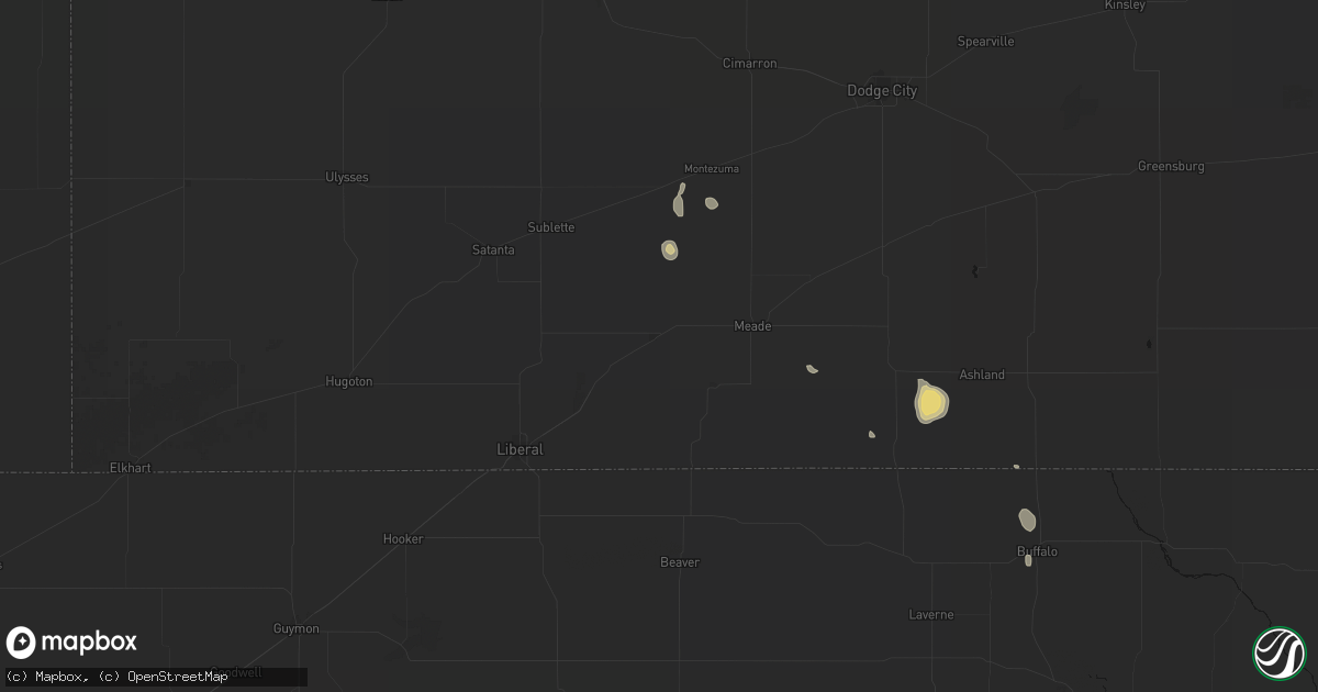 Hail map in Plains, KS on August 26, 2026