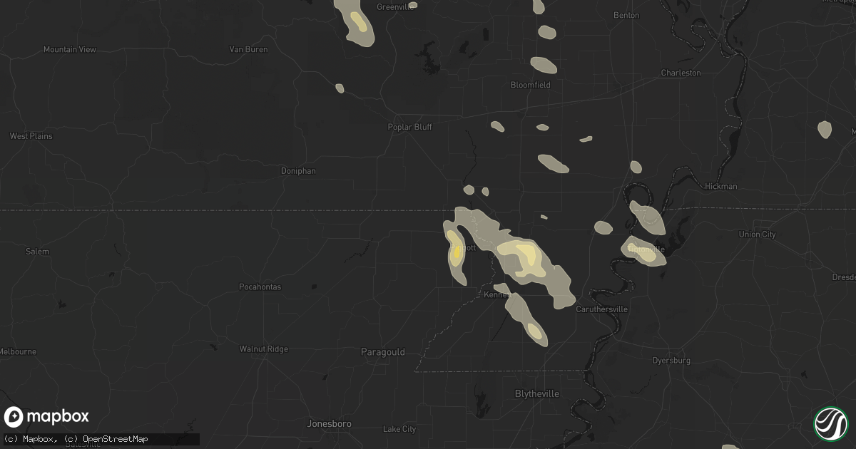 Hail map in Pollard, AR on August 26, 2026