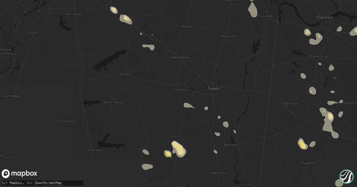 Hail map in Pontotoc, MS on August 26, 2026