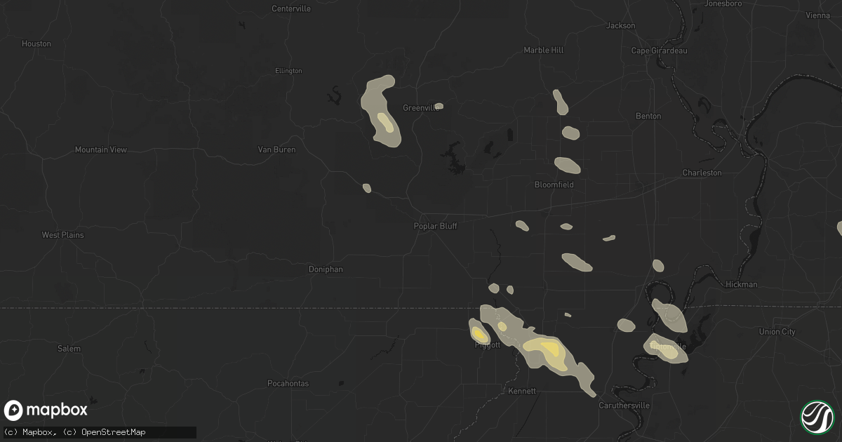 Hail map in Poplar Bluff, MO on August 26, 2026