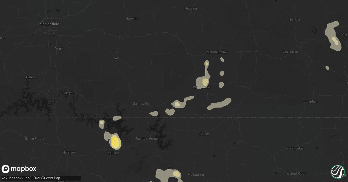 Hail map in Pottersville, MO on August 26, 2026