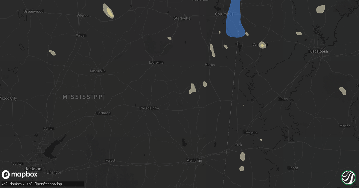 Hail map in Preston, MS on August 26, 2026