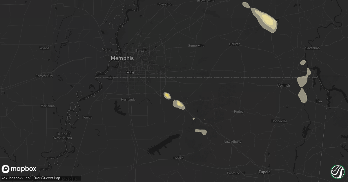 Hail map in Red Banks, MS on August 26, 2026