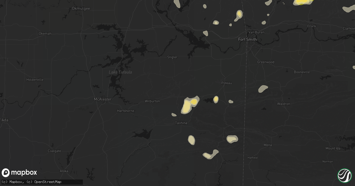 Hail map in Red Oak, OK on August 26, 2026