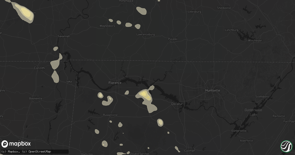 Hail map in Rogersville, AL on August 26, 2026
