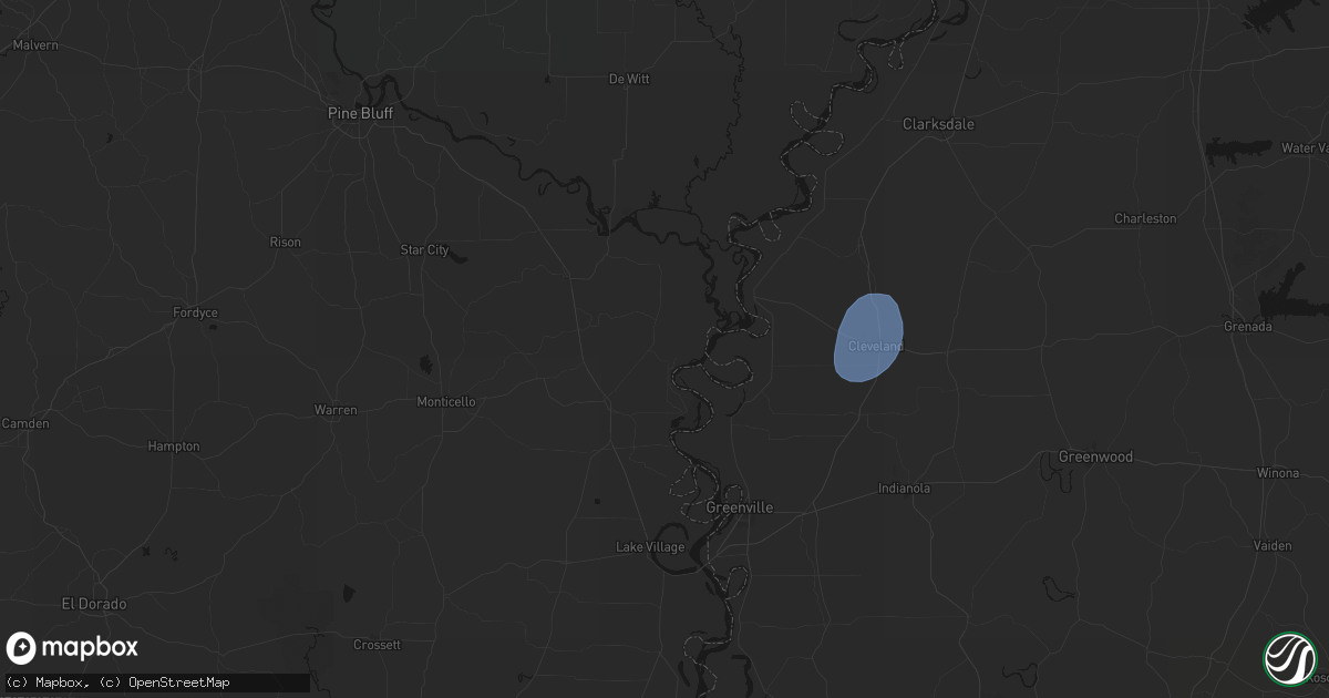 Hail map in Rohwer, AR on August 26, 2026
