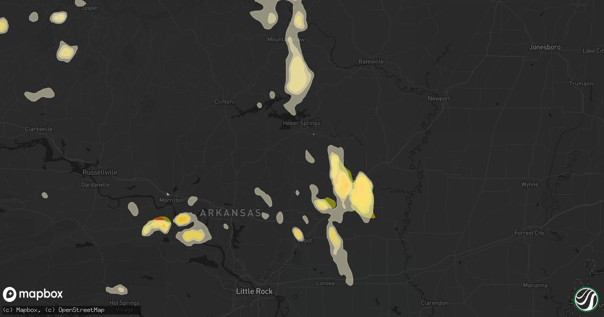 Hail map in Rose Bud, AR on August 26, 2026