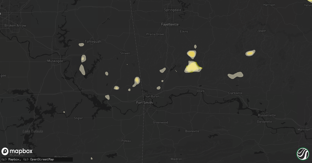 Hail map in Rudy, AR on August 26, 2026
