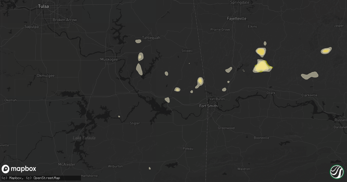 Hail map in Sallisaw, OK on August 26, 2026