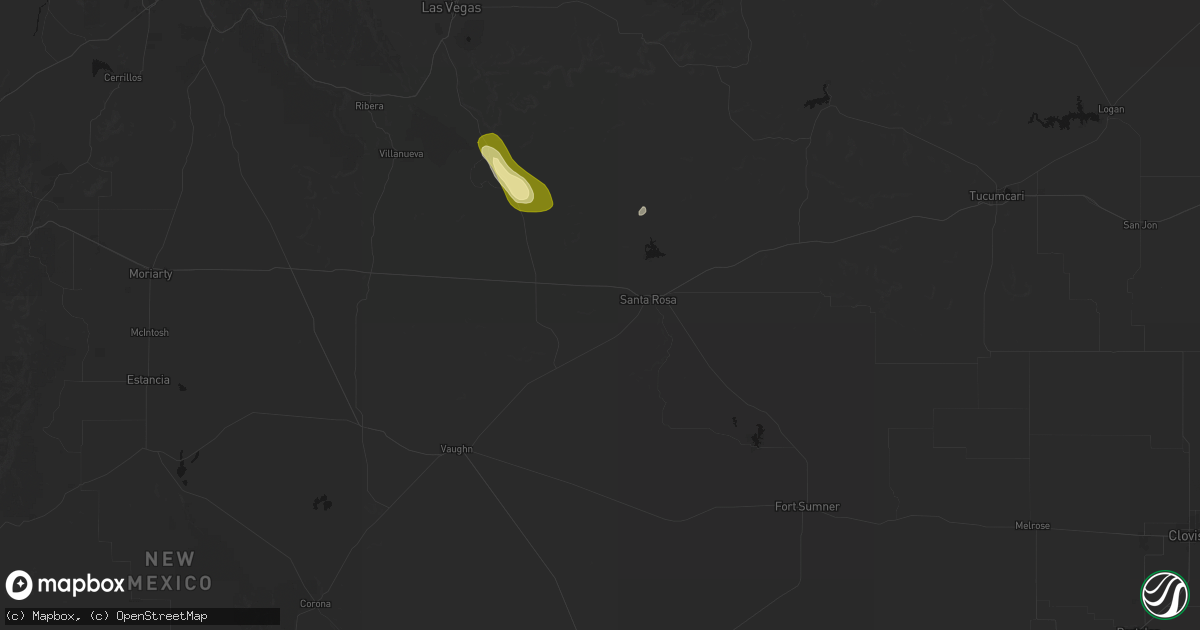Hail map in Santa Rosa, NM on August 26, 2026