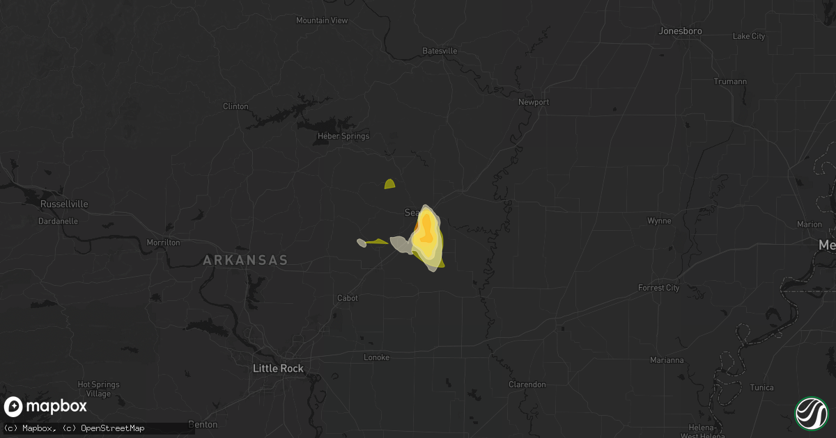 Hail map in Searcy, AR on August 26, 2026