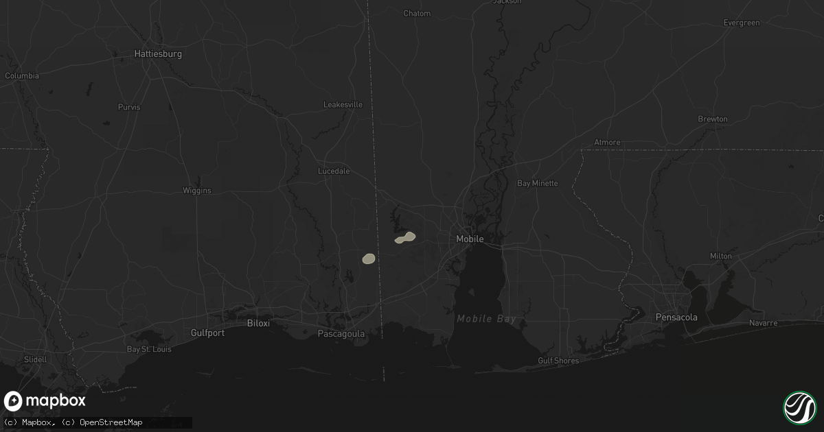 Hail map in Semmes, AL on August 26, 2026