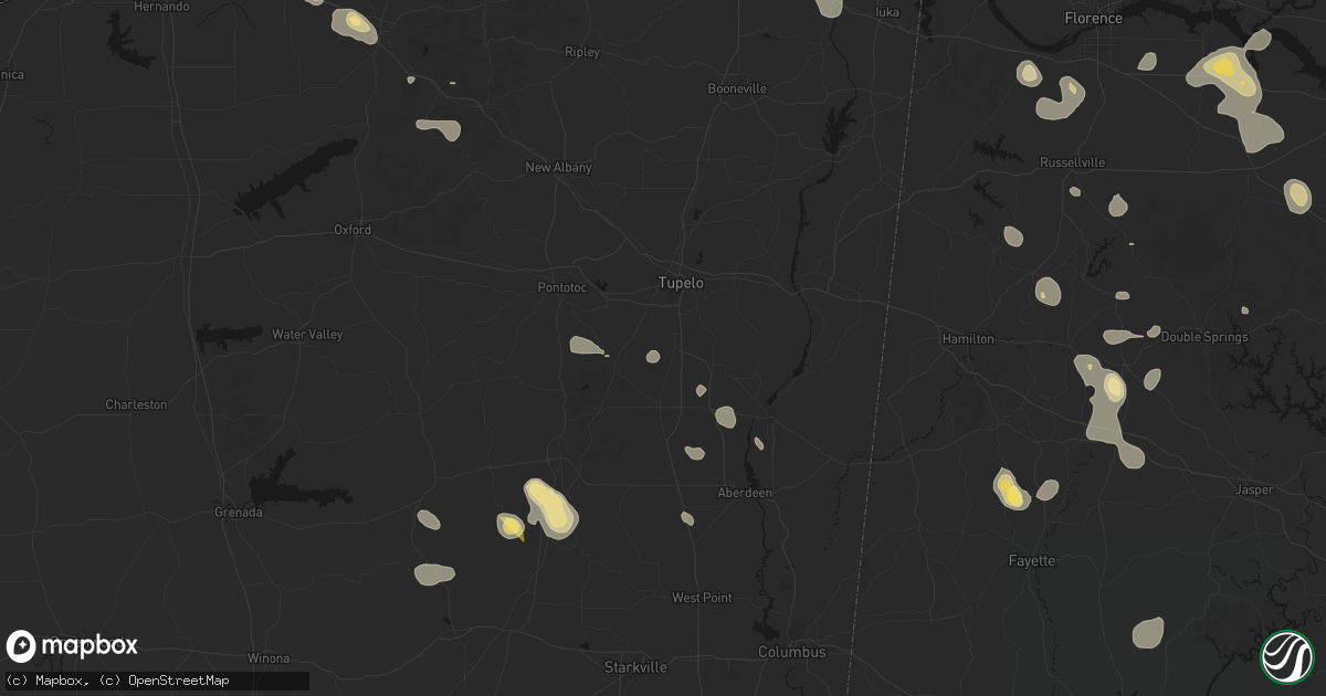 Hail map in Shannon, MS on August 26, 2026