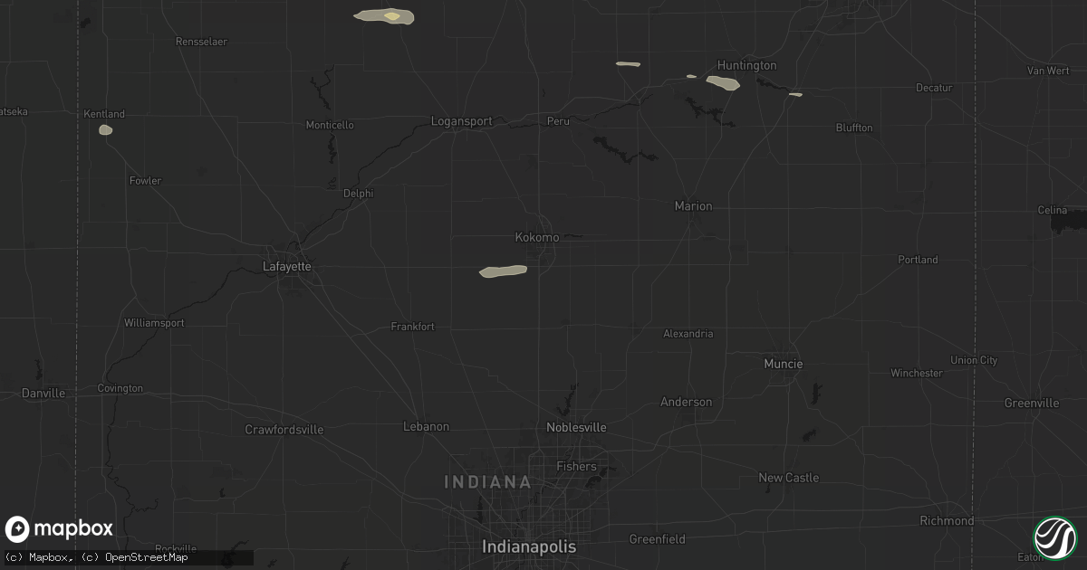 Hail map in Sharpsville, IN on August 26, 2026