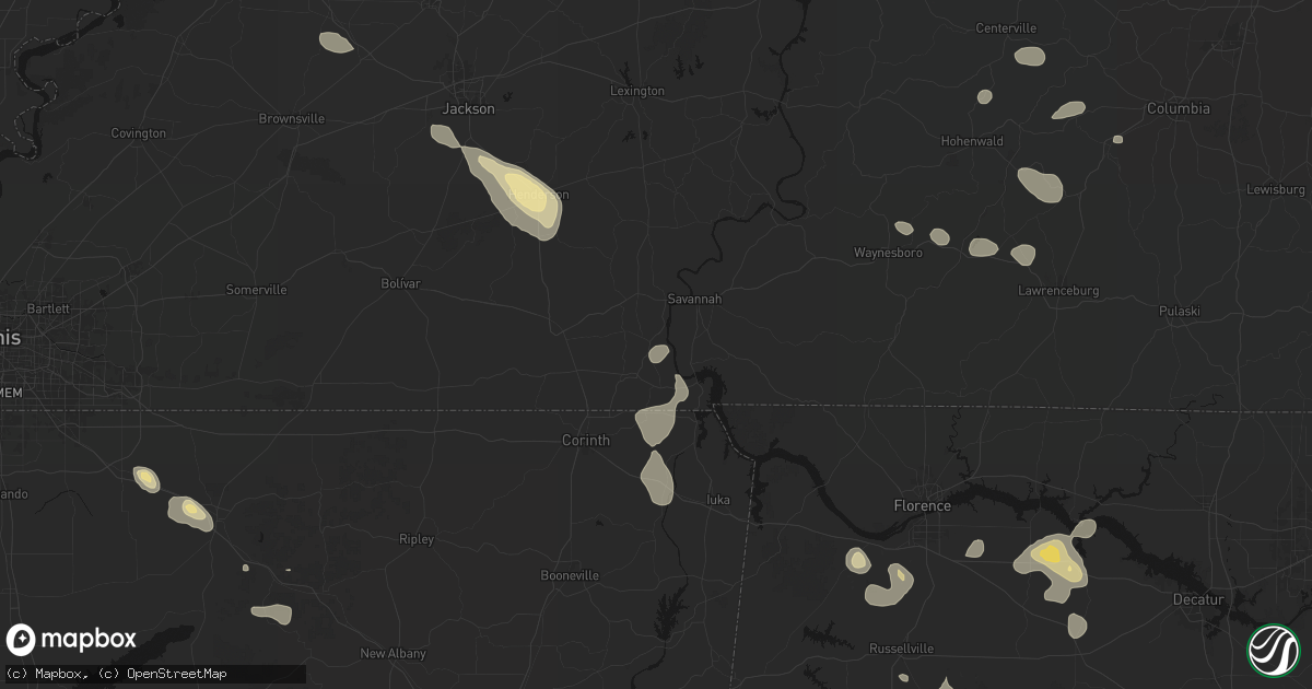 Hail map in Shiloh, TN on August 26, 2026