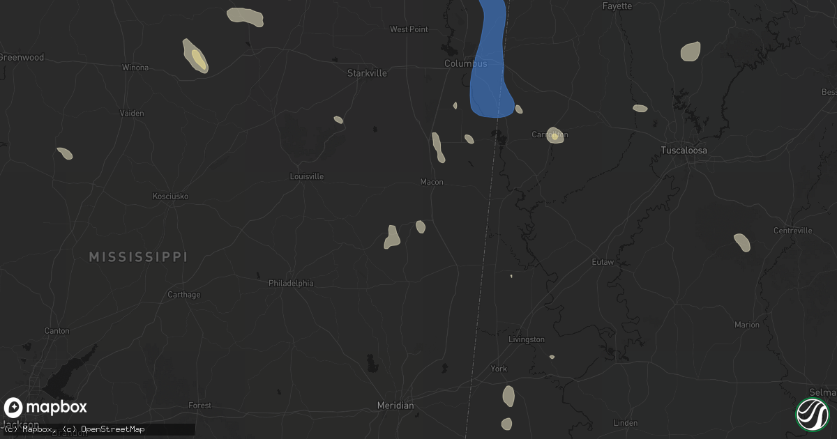 Hail map in Shuqualak, MS on August 26, 2026