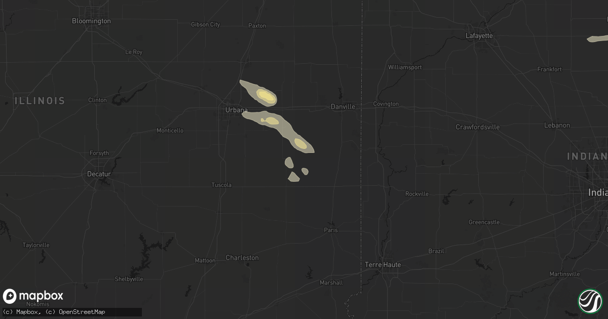 Hail map in Sidell, IL on August 26, 2026