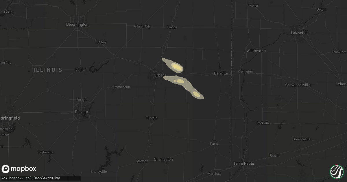 Hail map in Sidney, IL on August 26, 2026