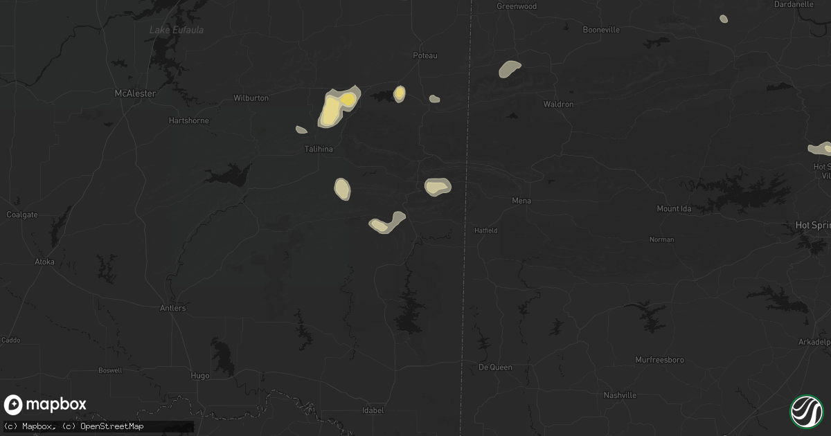 Hail map in Smithville, OK on August 26, 2026