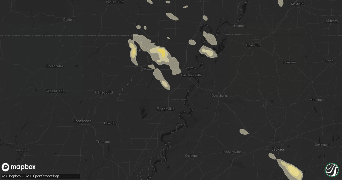 Hail map in Steele, MO on August 26, 2026