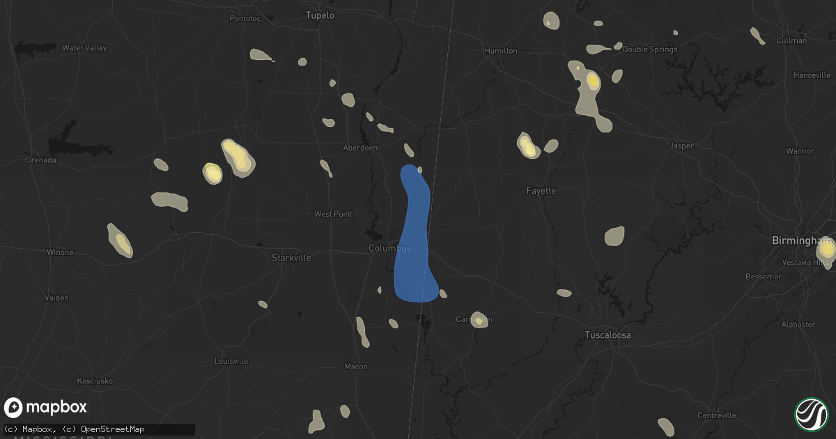 Hail map in Steens, MS on August 26, 2026