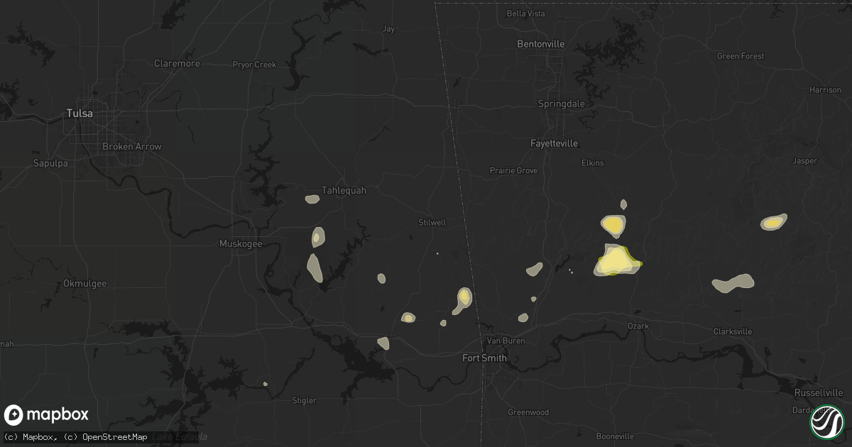 Hail map in Stilwell, OK on August 26, 2026