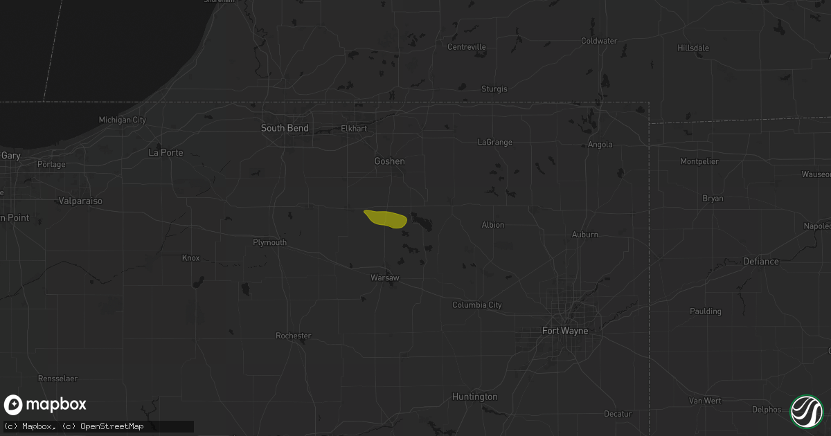 Hail map in Syracuse, IN on August 26, 2026