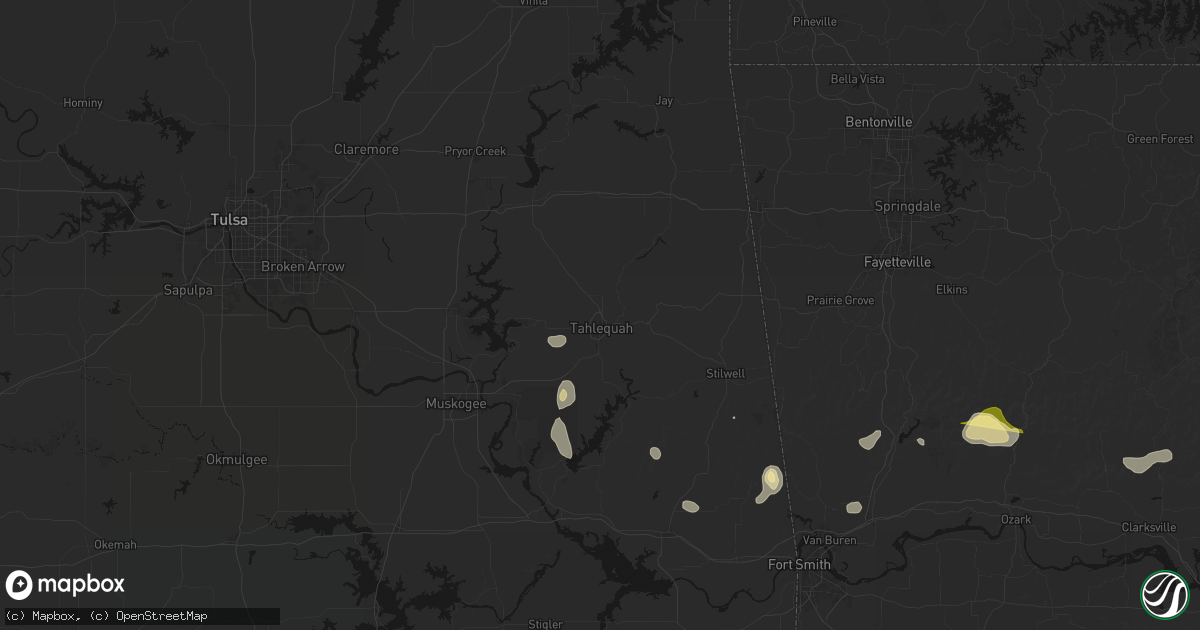 Hail map in Tahlequah, OK on August 26, 2026